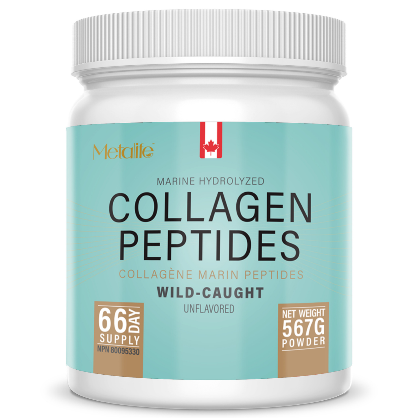 MetaLife Hydrolyzed Marine Collagen Peptides – Wild-Caught, 100% Pure (567 g)