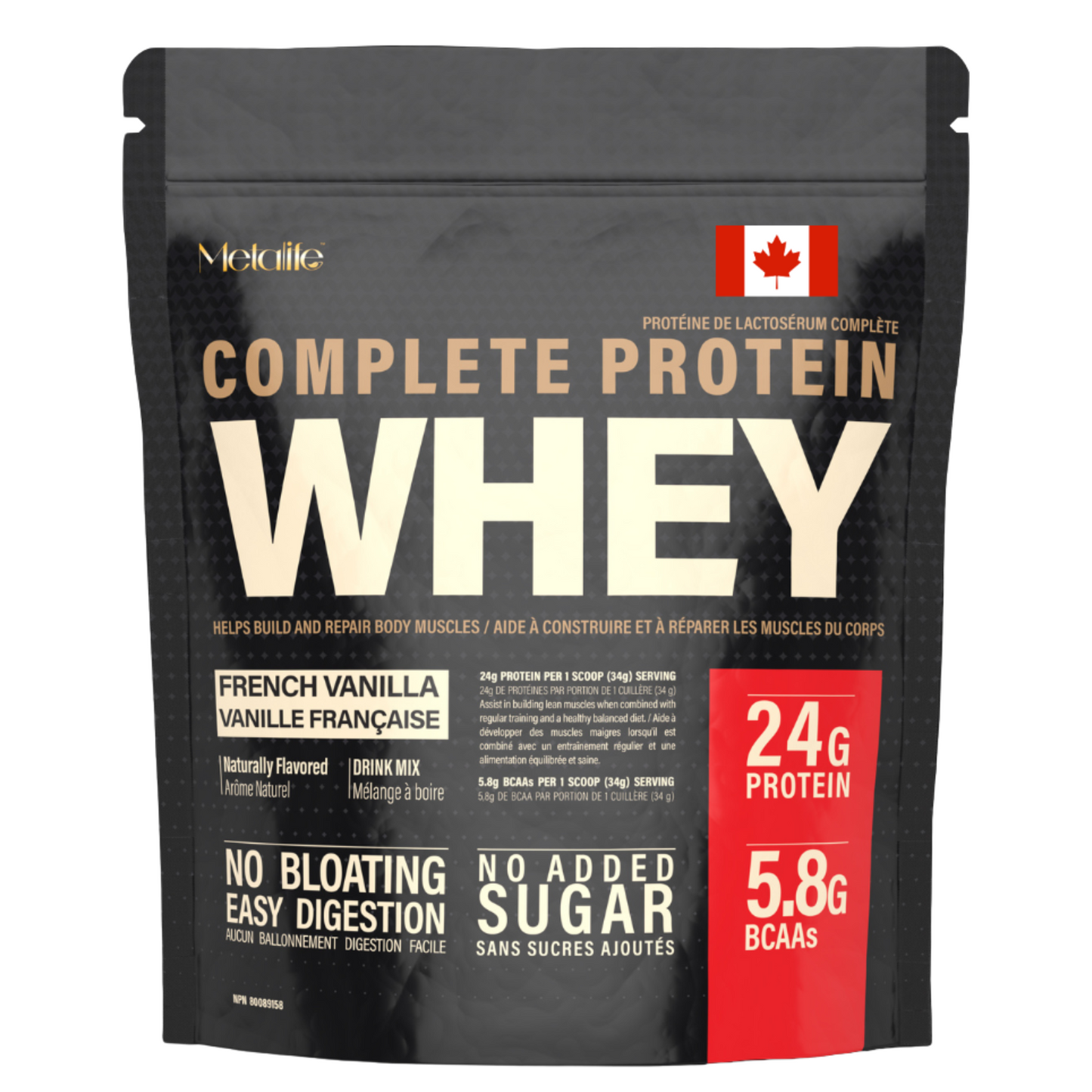 MetaLife Complete Whey Protein Powder– French Vanilla