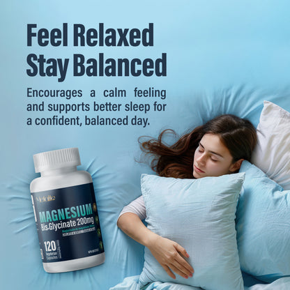 Magnesium Bis-Glycinate 200 mg - 120 Vegetarian Capsules