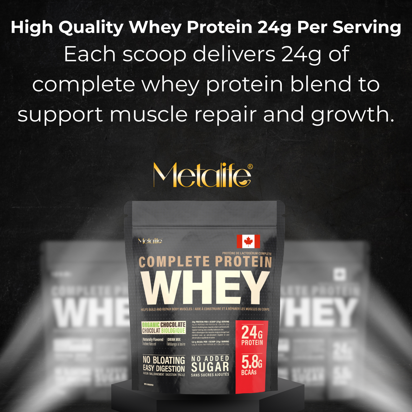 MetaLife Complete Whey Protein Powder – Organic Chocolate