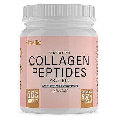 METALIFE Collagen Powder 20 Oz, 66 Servings, Hydrolyzed Collagen Peptides, Grass-Fed Bovine, Unflavored, Made in Canada, Supports Joints, Skin, Hair & Nails, Protein Supplement for Women & Men