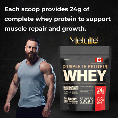 MetaLife Complete Whey Protein Powder– French Vanilla