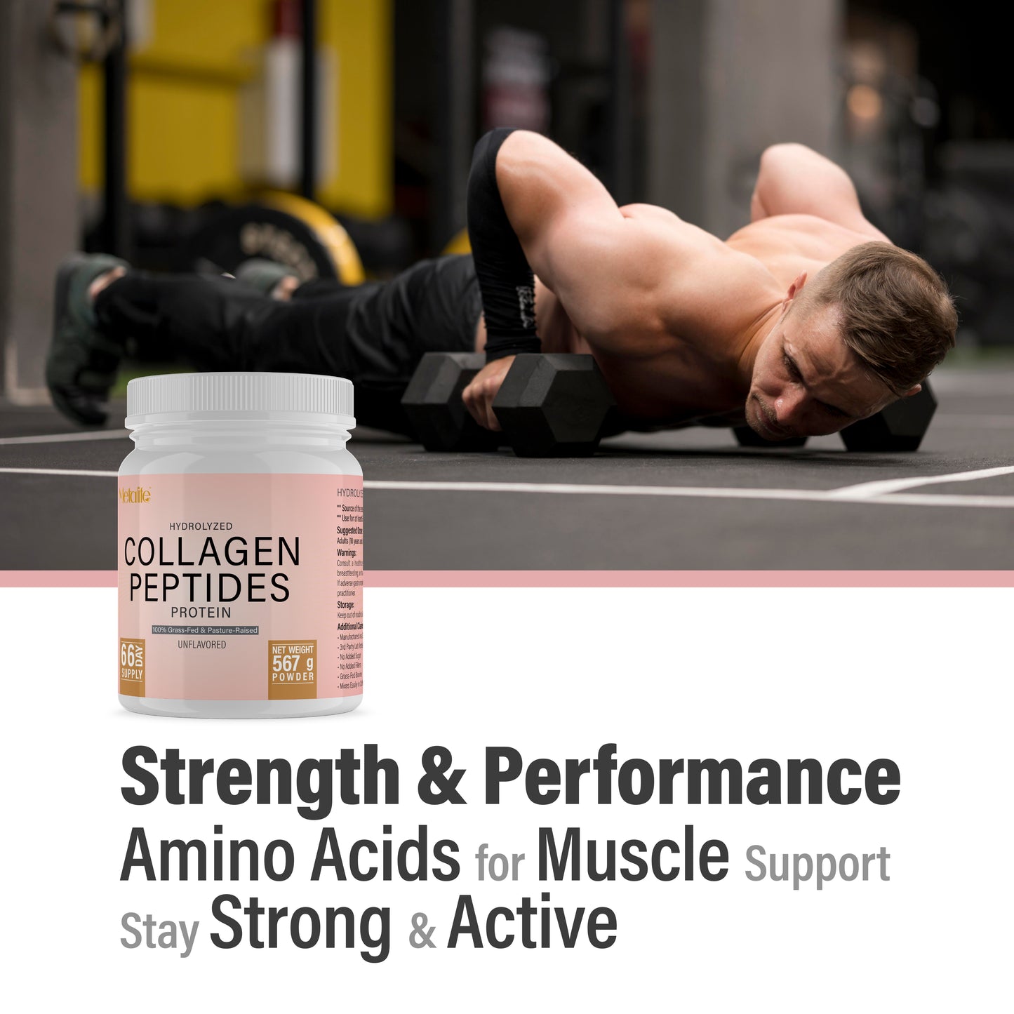 METALIFE Collagen Powder 20 Oz, 66 Servings, Hydrolyzed Collagen Peptides, Grass-Fed Bovine, Unflavored, Made in Canada, Supports Joints, Skin, Hair & Nails, Protein Supplement for Women & Men