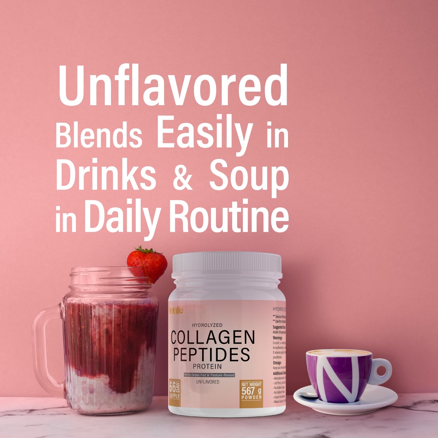 METALIFE Collagen Powder 20 Oz, 66 Servings, Hydrolyzed Collagen Peptides, Grass-Fed Bovine, Unflavored, Made in Canada, Supports Joints, Skin, Hair & Nails, Protein Supplement for Women & Men