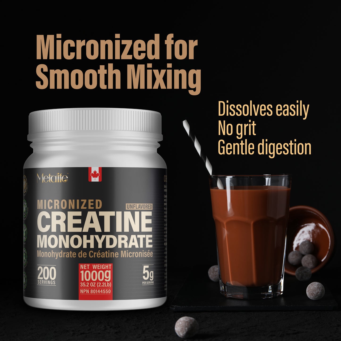 MetaLife 100% Pure Creatine Monohydrate - 200 Servings (1000 g)