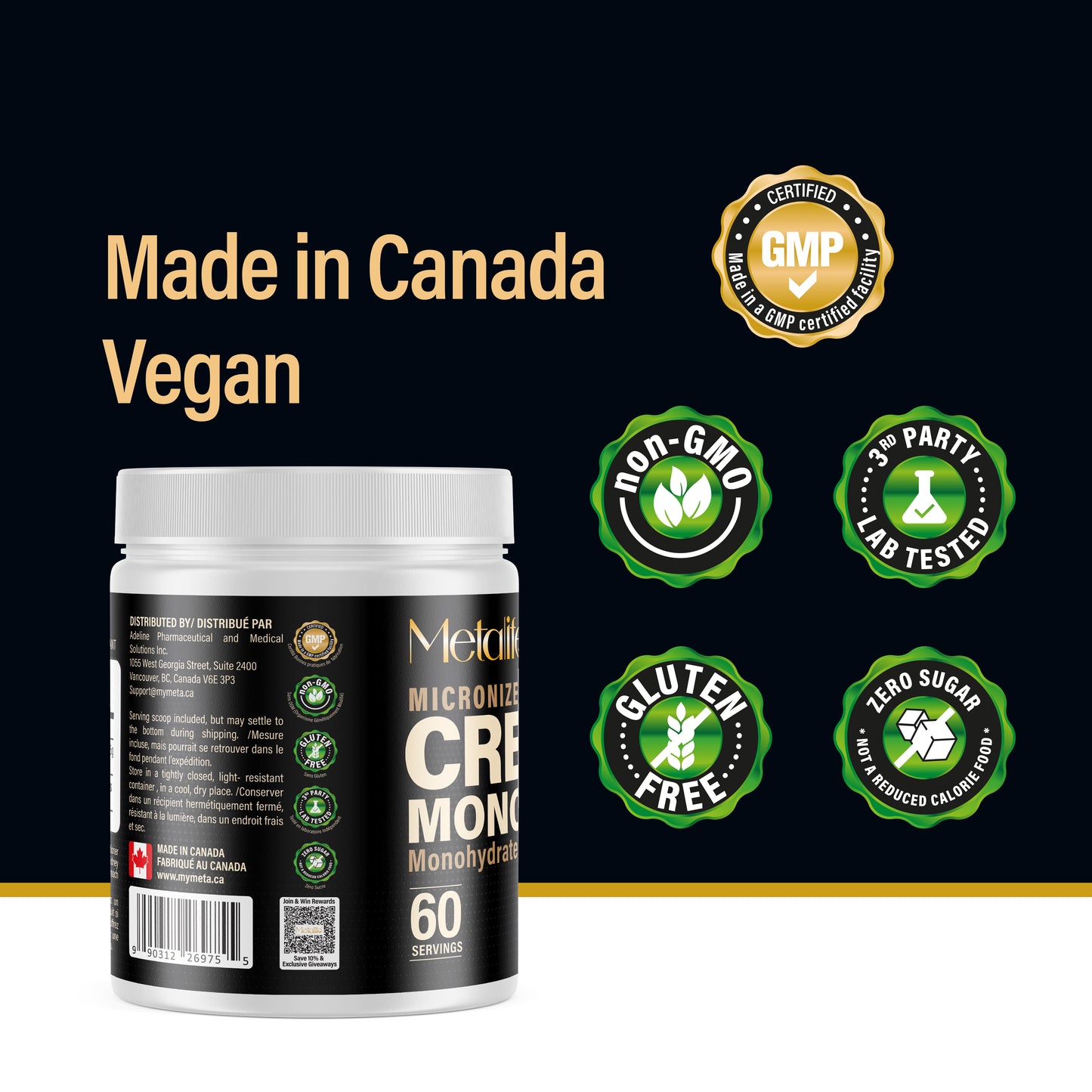 MetaLife 100% Pure Creatine Monohydrate - 60 Servings (300 g)