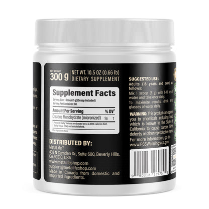 MetaLife 100% Pure Creatine Monohydrate - 60 Servings (300 g)