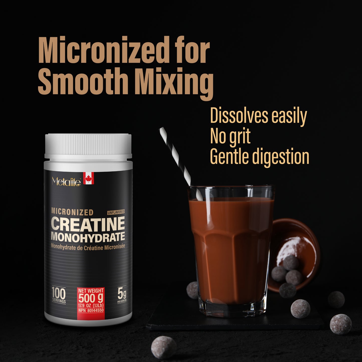 MetaLife 100% Pure Creatine Monohydrate - 100 Servings (500 g)