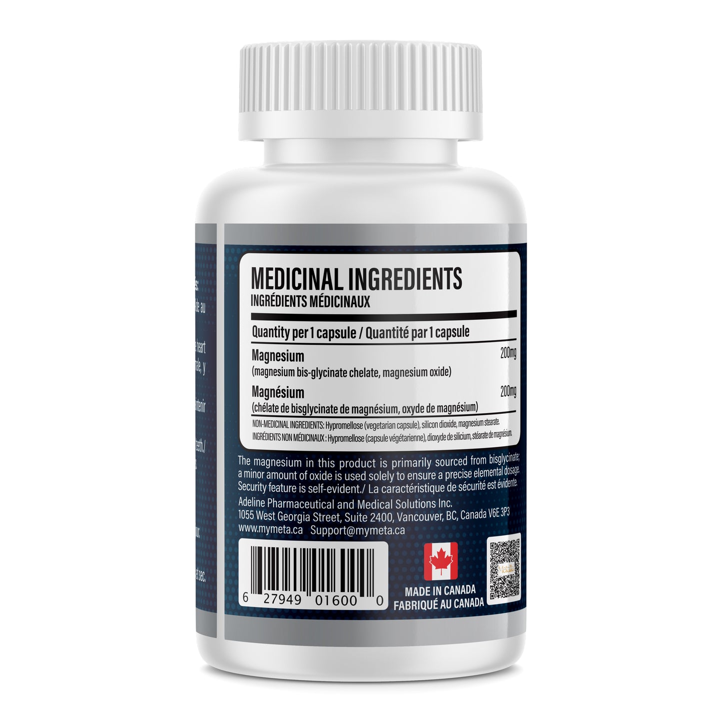 Magnesium Bis-Glycinate 200 mg - 90 Vegetarian Capsules