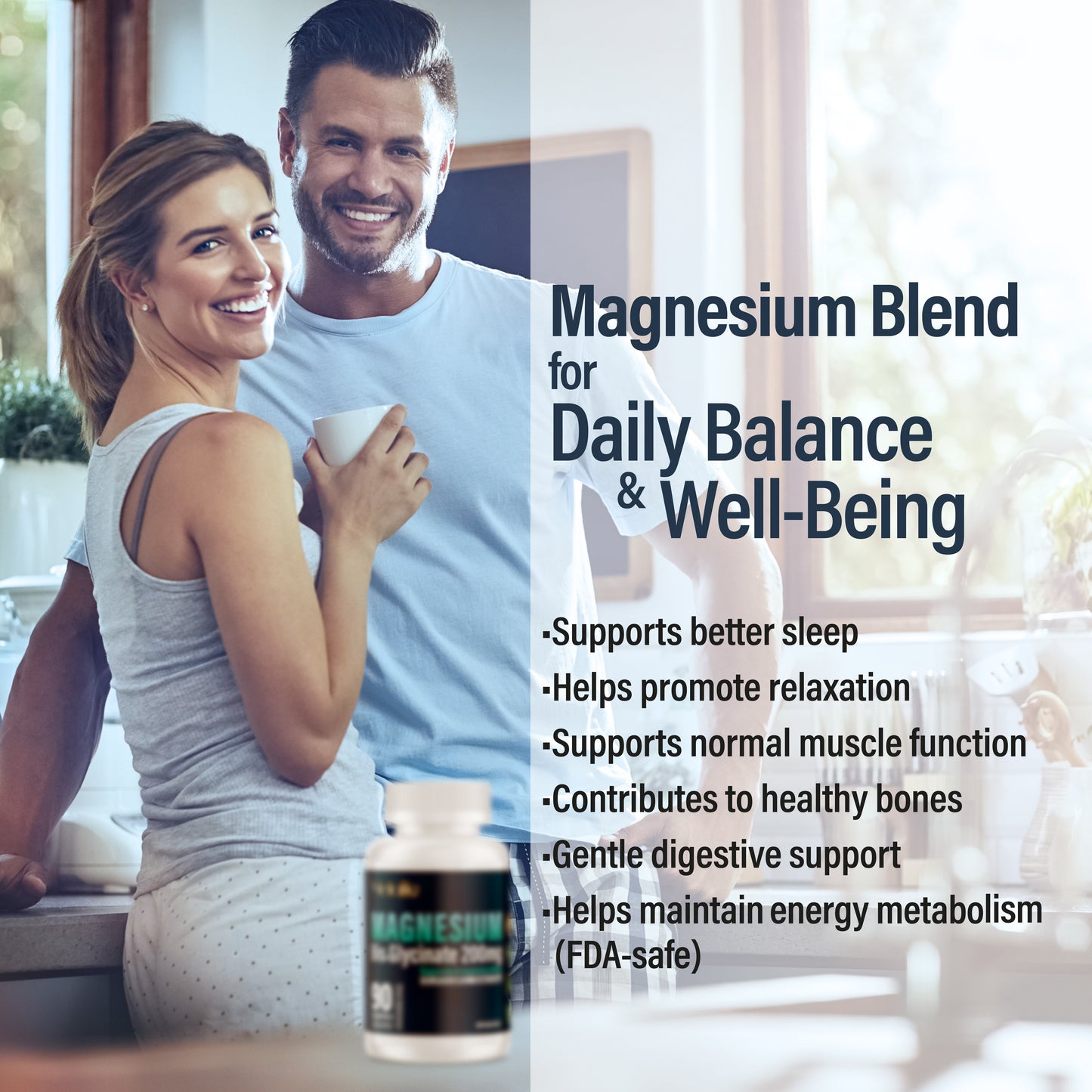 Magnesium Bis-Glycinate 200 mg - 90 Vegetarian Capsules