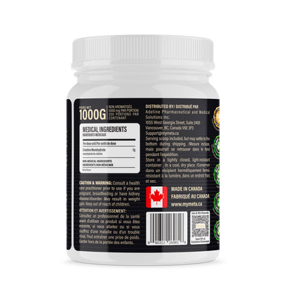 MetaLife 100% Pure Creatine Monohydrate - 200 Servings (1000 g)