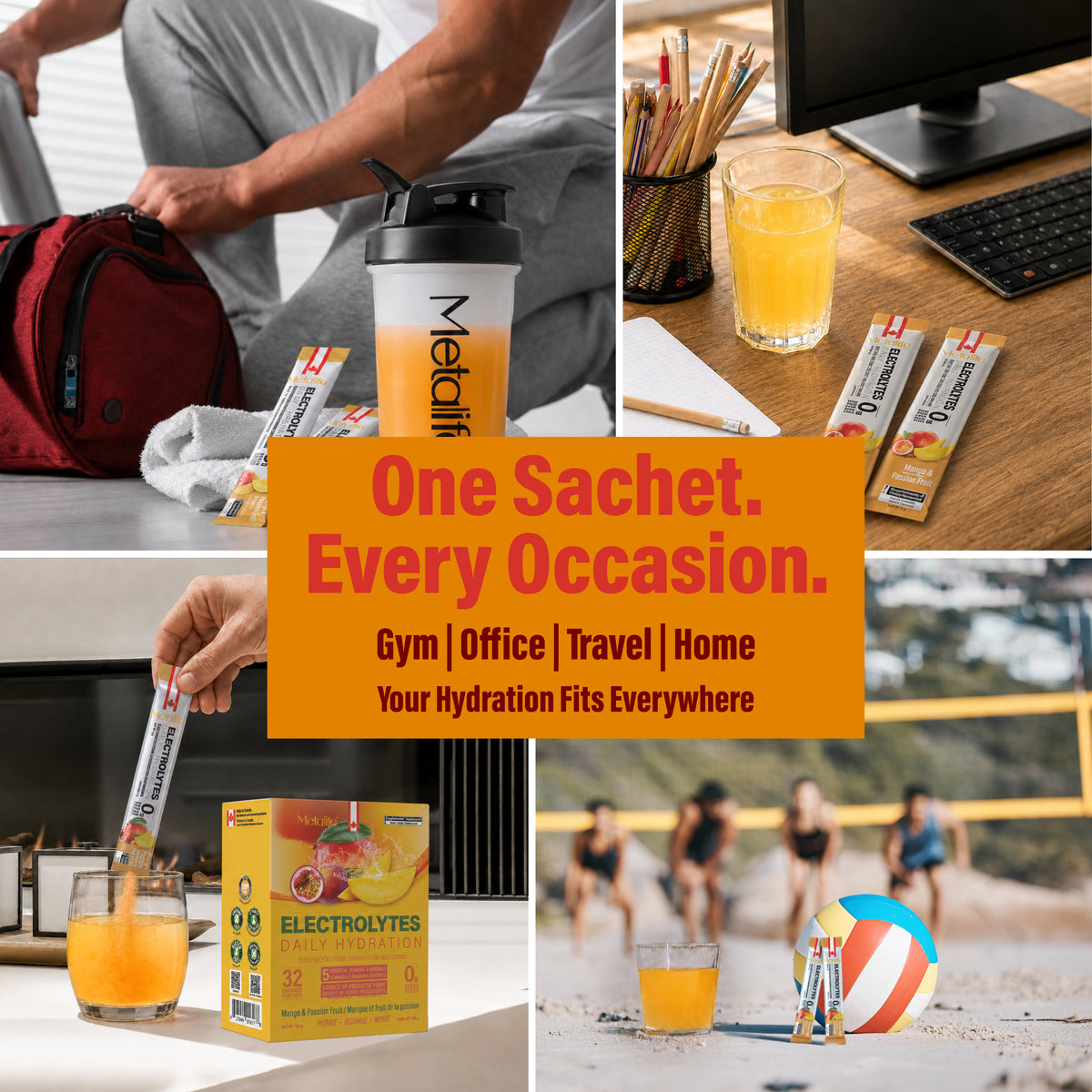 MetaLife Electrolytes Mango & Passion Fruit, 32 sachets – individual sachets for everyday routines