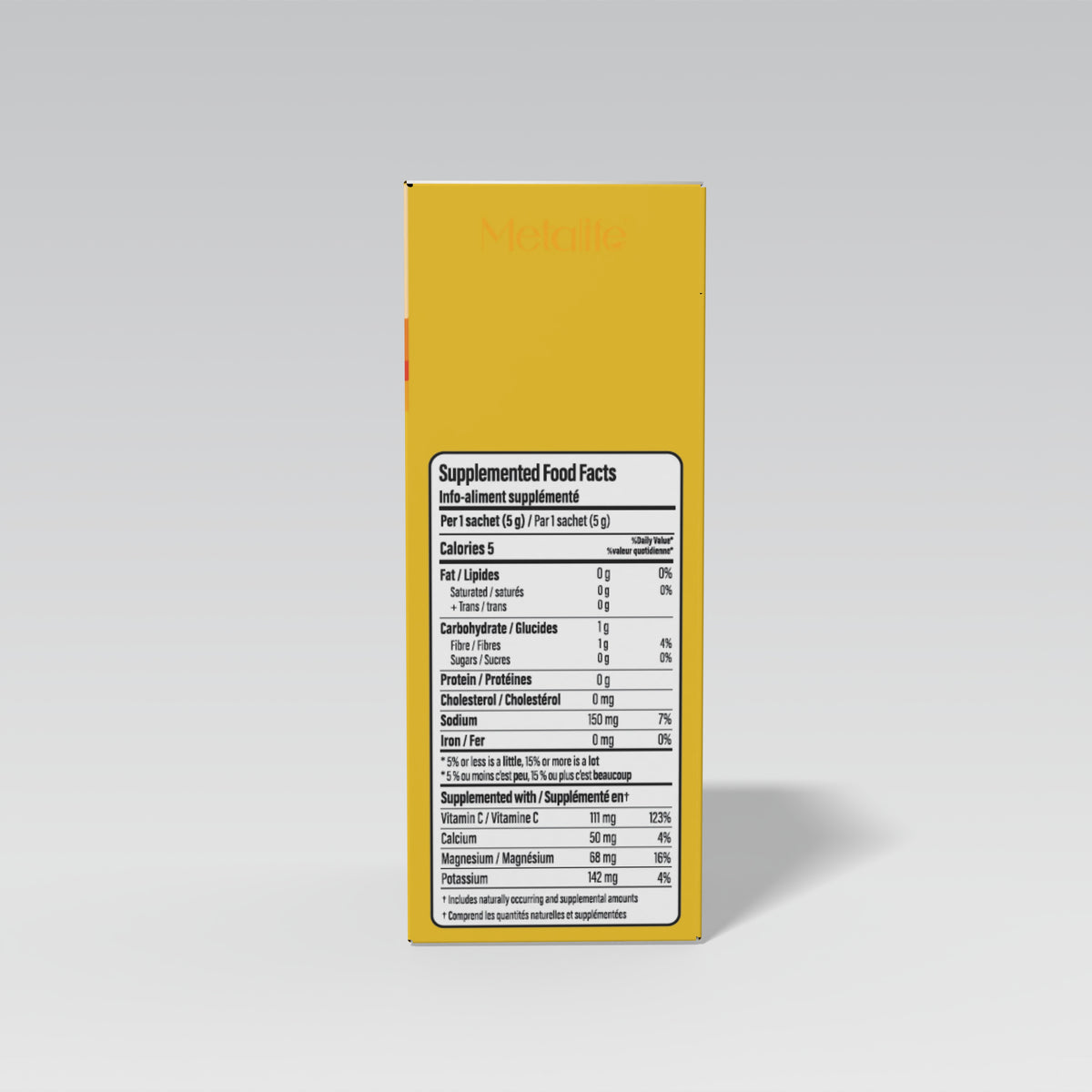 MetaLife Electrolytes Mango & Passion Fruit, 32 sachets — Supplemented Food Facts panel
