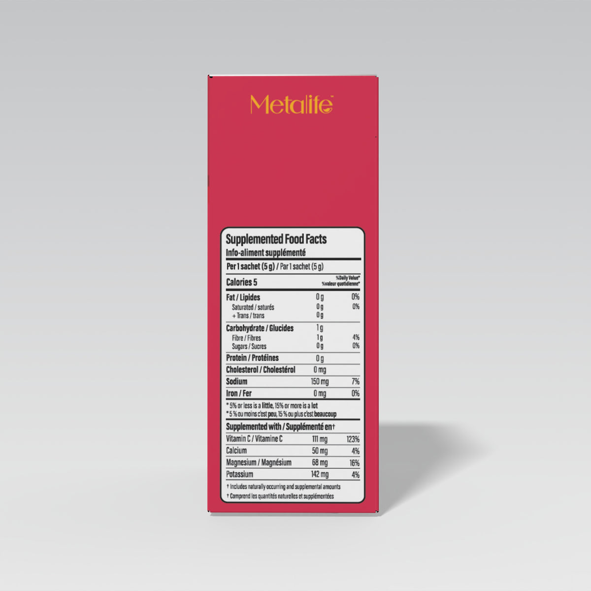 MetaLife Electrolytes Pomegranate & Strawberry, 32 sachets — Supplemented Food Facts panel