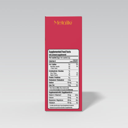 MetaLife Electrolytes Pomegranate & Strawberry, 32 sachets — Supplemented Food Facts panel
